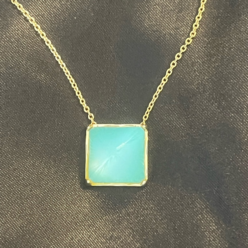 Alexis Bittar Aqua Lucite Pyramid Neckace